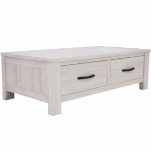 FLORENCE WHITE WASH COFFEE TABLE - 2 DRAWERS