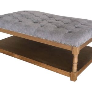 Frankie Tufted Fabric and Timber Ottoman
