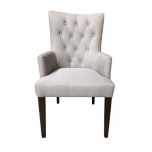 PROVINCIAL BUTTONED  FABRIC CARVER DINING CHAIR